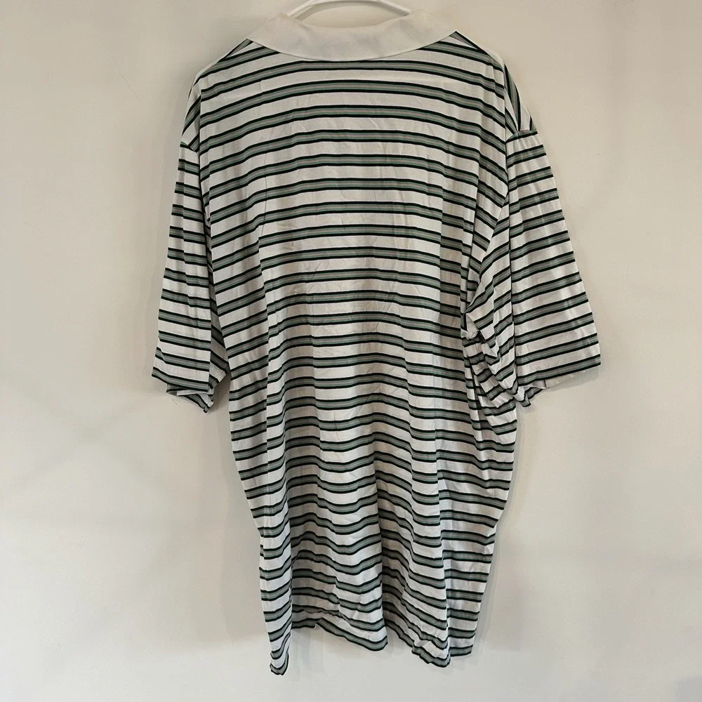 Polo Golf Ralph Lauren Polo Shirt XXL White Green Stripe Cotton Peru YGI‎ U3-53